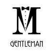 © teracreonte - Logotipo abstracto con texto GENTLEMAN con letra M en corbata de lazo en color negro