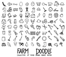 Poster - Set of Farm icons Drawing illustration Hand drawn doodle Sketch line vector eps10