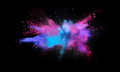 Wall Mural - Multi colored powder explosion isolated on black