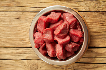 Wall Mural - Cut pieces of raw meat in bowl