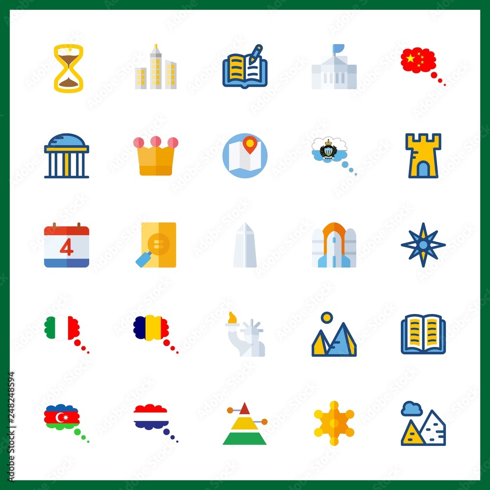 25 history icon. Vector illustration history set. temple and skyline ...