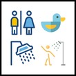 4 bath icon. Vector illustration bath set. showers and duck icons for bath works