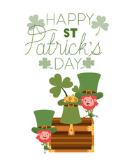 Poster - happy st patricks day label with leprechauns character