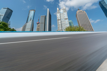 Highway Road and Skyline of Modern Urban Buildings in Shanghai..