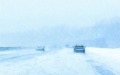 Snow covered street at Minneapolis / St. Paul areas in Polar Vortex 