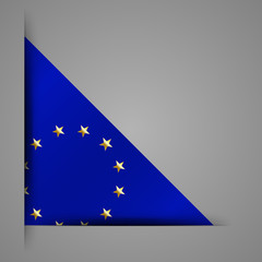 Wall Mural - corner ribbon. eu flag. golden stars on blue background. isolate vector illustration.