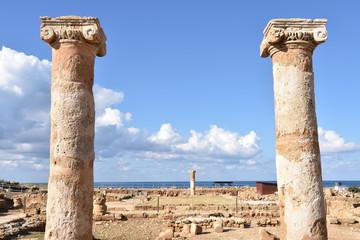 Wall Mural - Ionic Column Pair on Mediterranean, Paphos, Cyprus