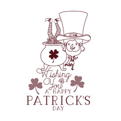 Sticker - wishing you a happy st patricks day label with leprechauns character