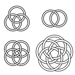 Poster - set patterns intertwined rings, vector logo tattoo plexus circles, pattern of intertwined circles