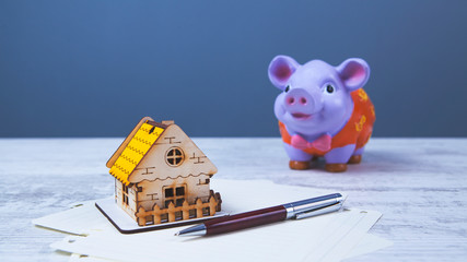 Wall Mural - business house piggy bank