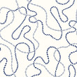 Hand-Drawn Intertwining Nautical Rope, Chains Vector Seamless Pattern. Monochrome Blue Marine Background