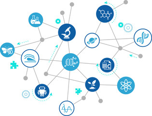 science concept / various scientific research fields / science education - vector illustration
