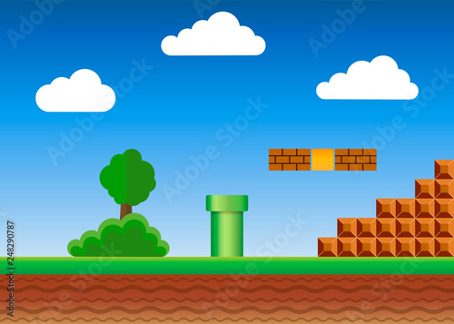 Photo  Old video game. retro style Background. Vector illustration.