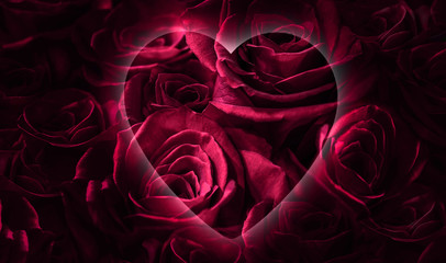 Wall Mural -  red and black roses with heart. love you.