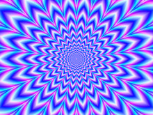Crinkle Cut Pulse In Blue Pink And Violet / A Digital Abstract Fractal Image With An Optically Challenging Psychedelic Design In Blue, Pink And Violet,