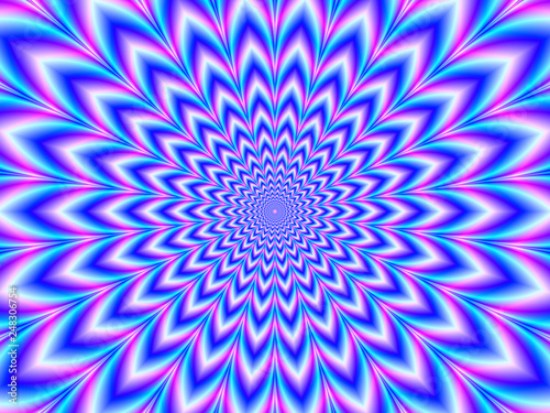 Fotografía Crinkle Cut Pulse in Blue Pink and Violet / A digital abstract fractal image wit