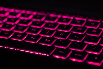 Poster - Beautiful colorful modern keyboard with pink backlight