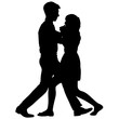 © Arrows - Black silhouettes dancing man and woman on white background