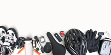Some Bicycle Accessories On The White Background