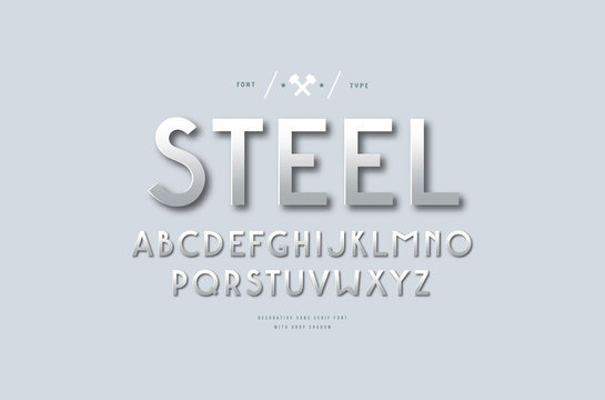 Metal chrome sans serif font