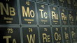 close up view of a periodic table of elements (3d render)