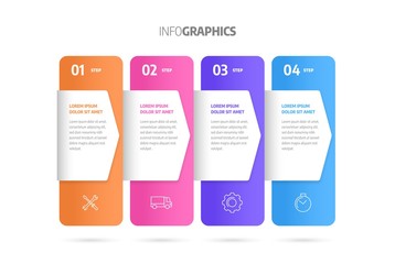 Poster - process chart. business data. abstract element of chart, graph, diagram with 4 steps, options, parts