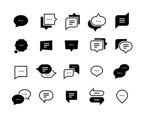 Poster - Talk bubble icons. Chat message symbol, social conversation, dialog speech balloon, web chat application symbol. Vector chat icon set