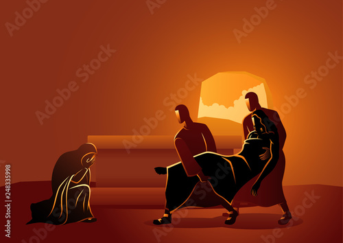 Jesus is placed in the tomb Poster Mural XXL