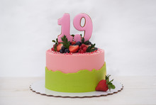 Beautiful Birthday Cake With The Number Nineteen