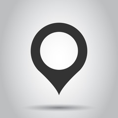 Pin map icon in flat style. Gps navigation vector illustration on white background. Target destination business concept.