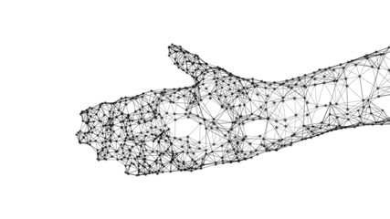 Poster - human hand isolated on white background with network connection lines and dots in artificial intelli