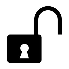 Fototapete - Unlock icon for protecting password isolated on white background in digital data code and security technology concept. Abstract illustration