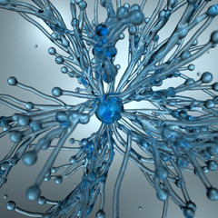 Poster - 3d close-up render abstract glass structure. molecule concept illustration.