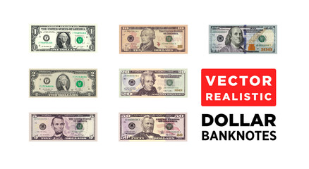 dollar money realistic paper banknotes of usa - vector one size, business art illustration