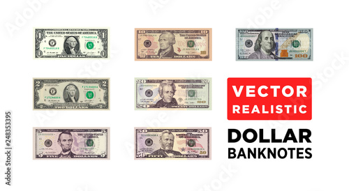 Fotomural Dollar money realistic paper banknotes of USA - vector one size, business art il