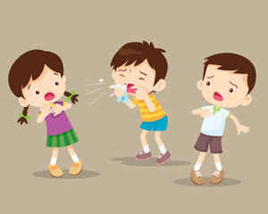 Wall Mural - coughing child to friend