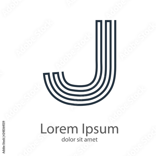 Logotipo Letra J Mayúscula Con Líneas Paralelas Como