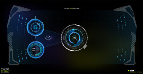Poster - futuristic vr head-up display design. sci-fi helmet hud. future technology display design