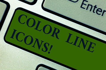 Fototapete - Handwriting text Color Line Icons. Concept meaning colored figures help us to go faster in way or open app Keyboard key Intention to create computer message pressing keypad idea