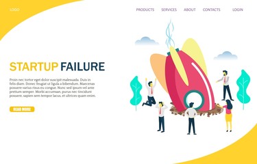 startup failure vector website landing page design template