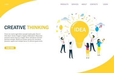 Wall Mural - creative thinking vector website landing page design template