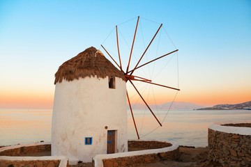 Wall Mural - Mykonos windmill sunset