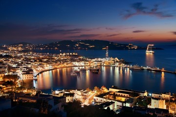 Wall Mural - Mykonos windmill night