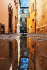 Wall Mural - Lucca street reflection