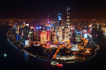 Wall Mural - Shanghai Pudong aerial night view