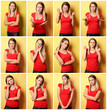 © Pixel-Shot - Beautiful young woman with different emotions on yellow background