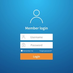 Aufkleber - Login form. Website ui account screen page register user interface profile entry submit network vector login template