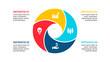 Circle element for infographic with 4 options, parts or steps. Template for cycle diagram, graph and round chart
