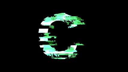 Poster - Letter C distorted glitch foturistic digital look - 4K animation alphabet letters set