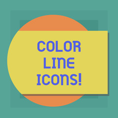 Fototapete - Conceptual hand writing showing Color Line Icons. Business photo showcasing colored figures help us to go faster in way or open app Rectangular Color Shape with Shadow Coming Out from a Circle